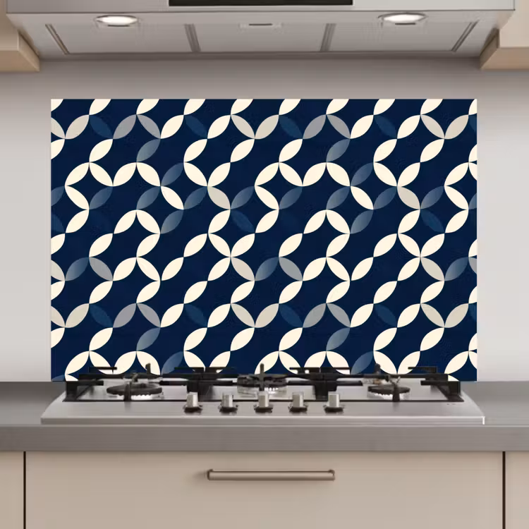 Spatscherm keuken - Abstract - Patroon - Blauw — 1