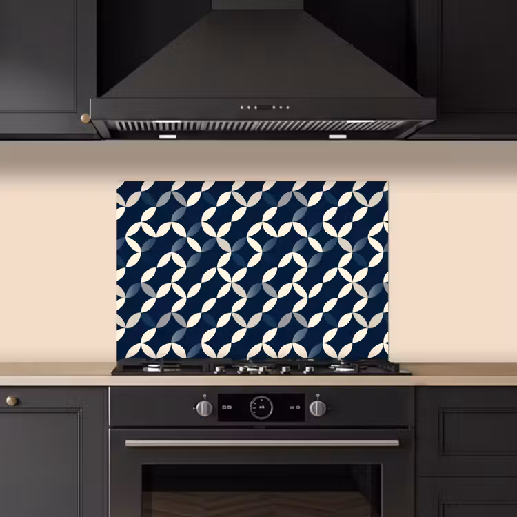 Spatscherm keuken - Abstract - Patroon - Blauw — 2