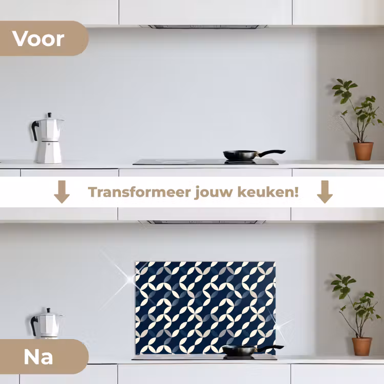 Spatscherm keuken - Abstract - Patroon - Blauw — 3