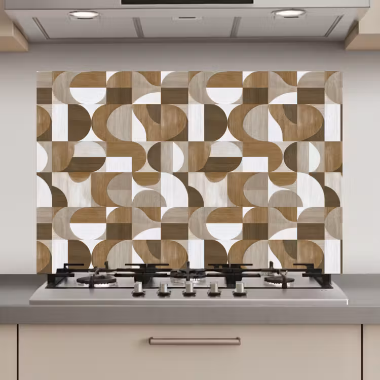 Spatscherm keuken - Abstract - Retro - Bruin — 1