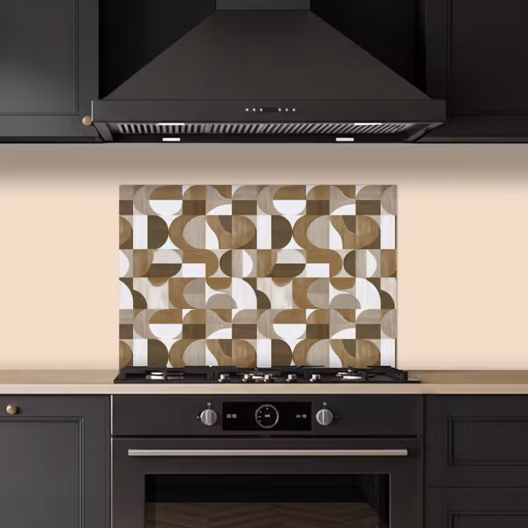 Spatscherm keuken - Abstract - Retro - Bruin — 2