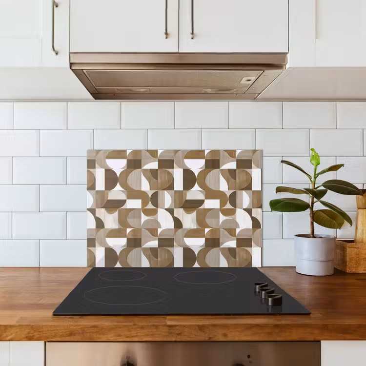 Spatscherm keuken - Abstract - Retro - Bruin — 6