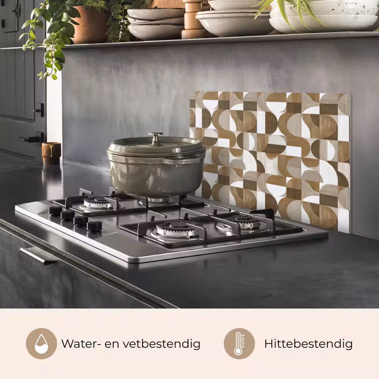 Spatscherm keuken - Abstract - Retro - Bruin — 7