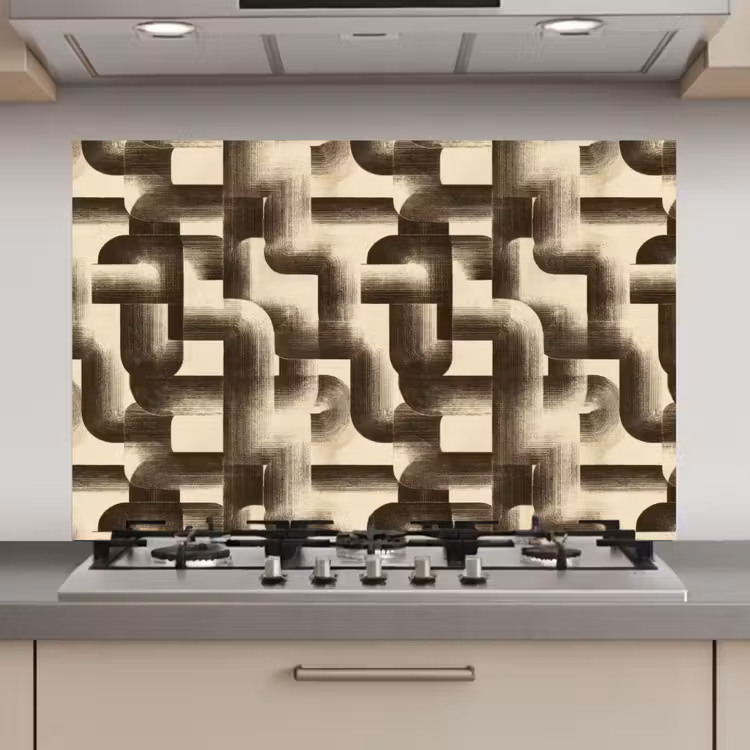 Spatscherm keuken - Abstract - Retro - Zwart — 1