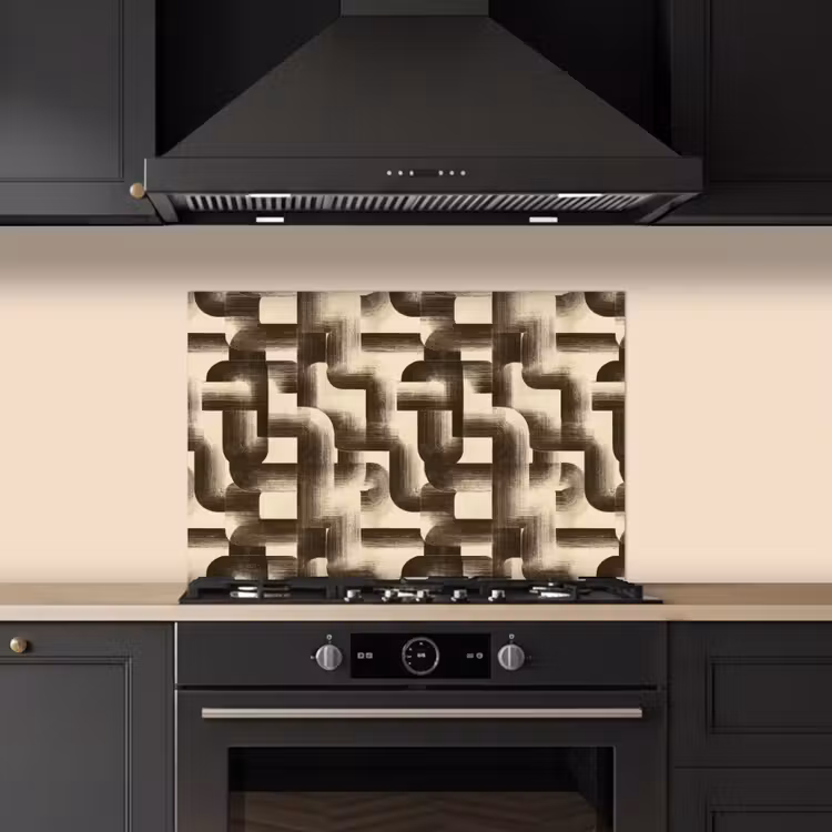 Spatscherm keuken - Abstract - Retro - Zwart — 2