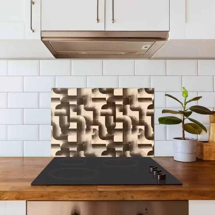 Spatscherm keuken - Abstract - Retro - Zwart — 6