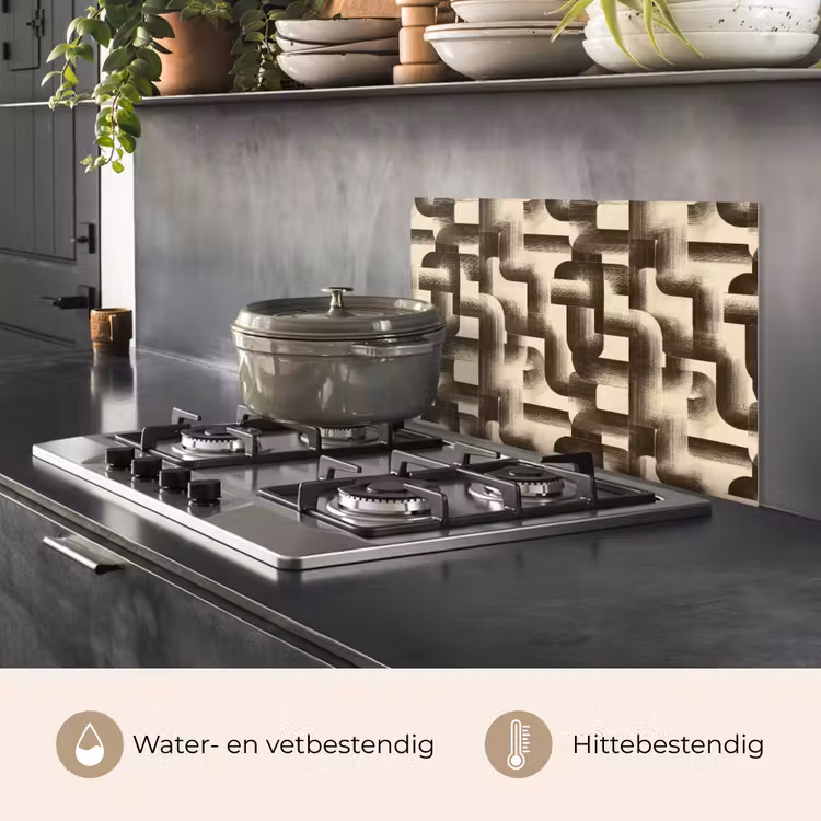 Spatscherm keuken - Abstract - Retro - Zwart — 7