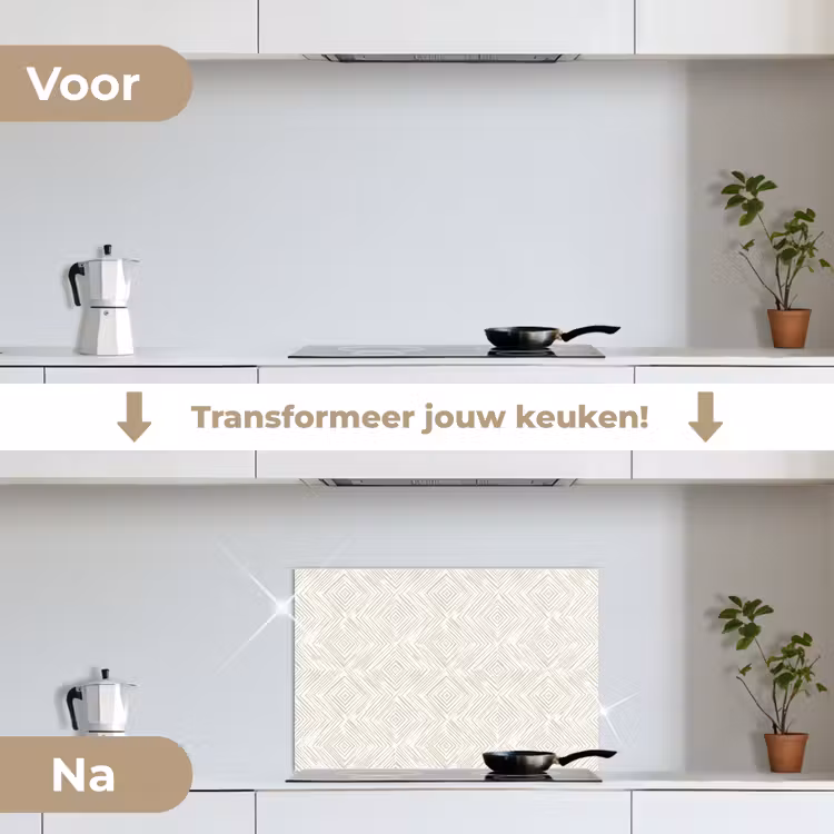 Spatscherm keuken - Abstract - Ruiten - Beige — 3
