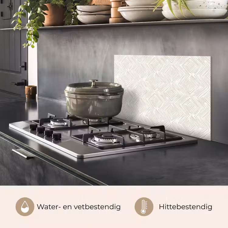Spatscherm keuken - Abstract - Ruiten - Beige — 7