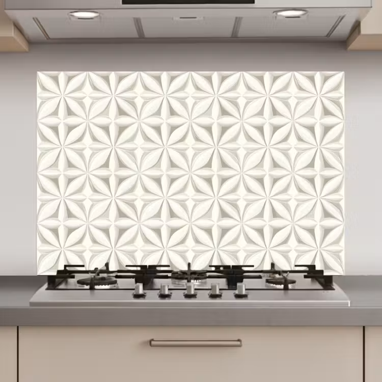 Spatscherm keuken - Abstract - Structuur - Grijs - Wit — 1
