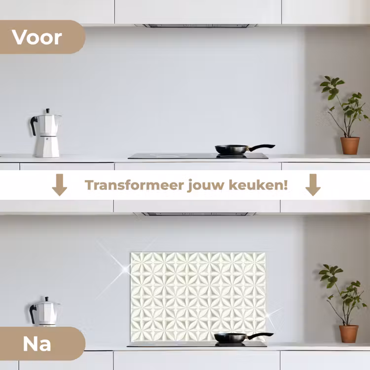 Spatscherm keuken - Abstract - Structuur - Grijs - Wit — 3