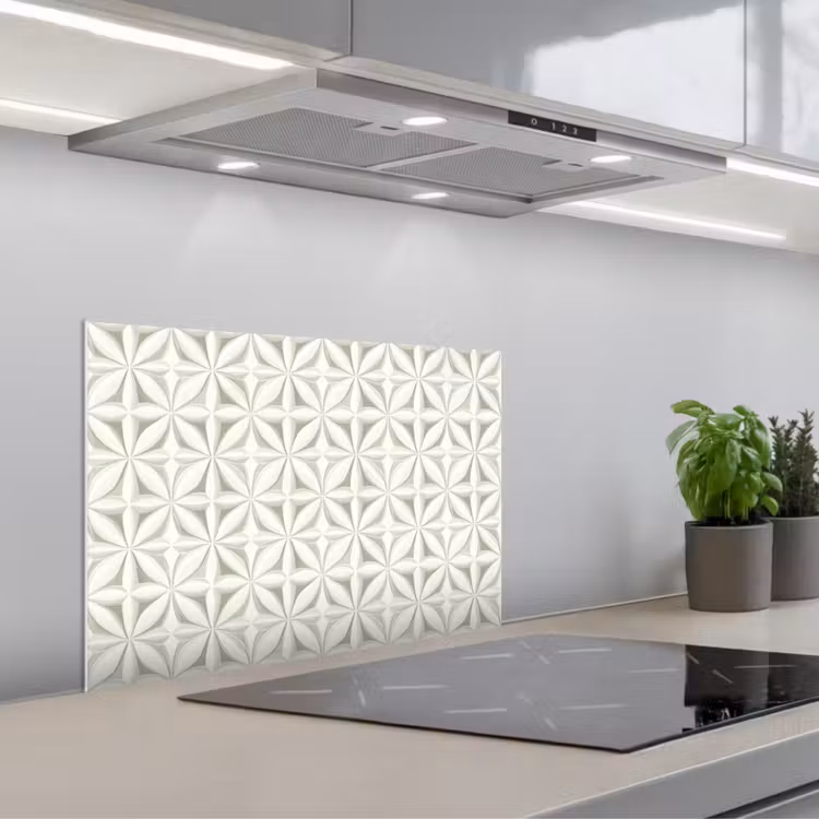 Spatscherm keuken - Abstract - Structuur - Grijs - Wit — 5