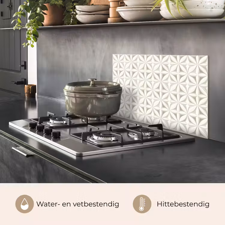 Spatscherm keuken - Abstract - Structuur - Grijs - Wit — 7