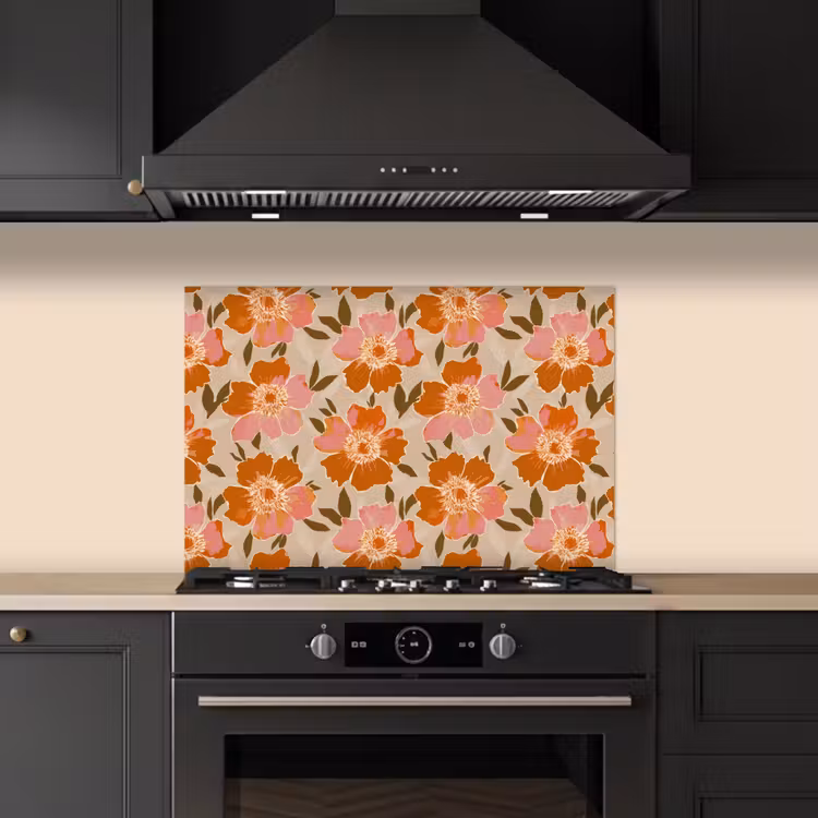 Spatscherm keuken - Bloemen - Motief - Retro — 2