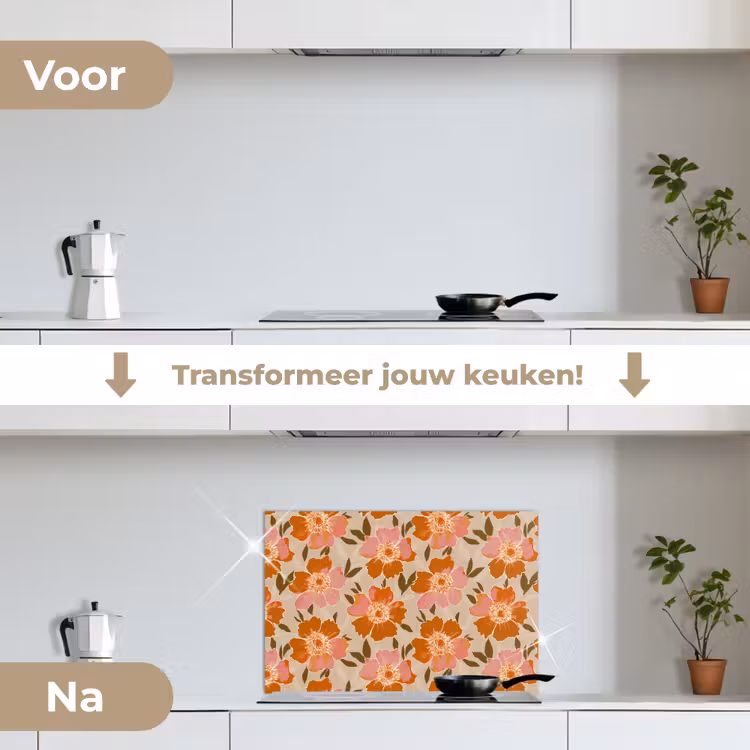 Spatscherm keuken - Bloemen - Motief - Retro — 3