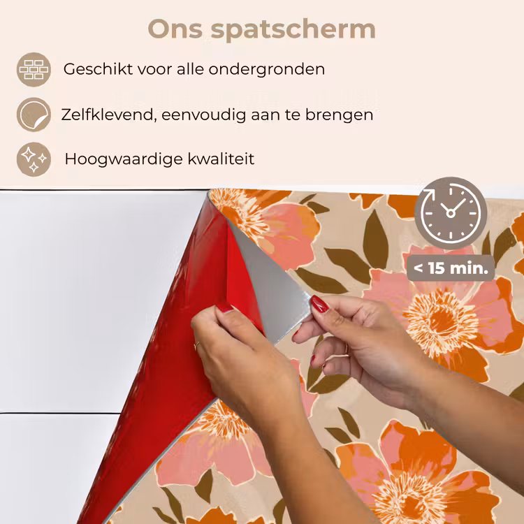 Spatscherm keuken - Bloemen - Motief - Retro — 4