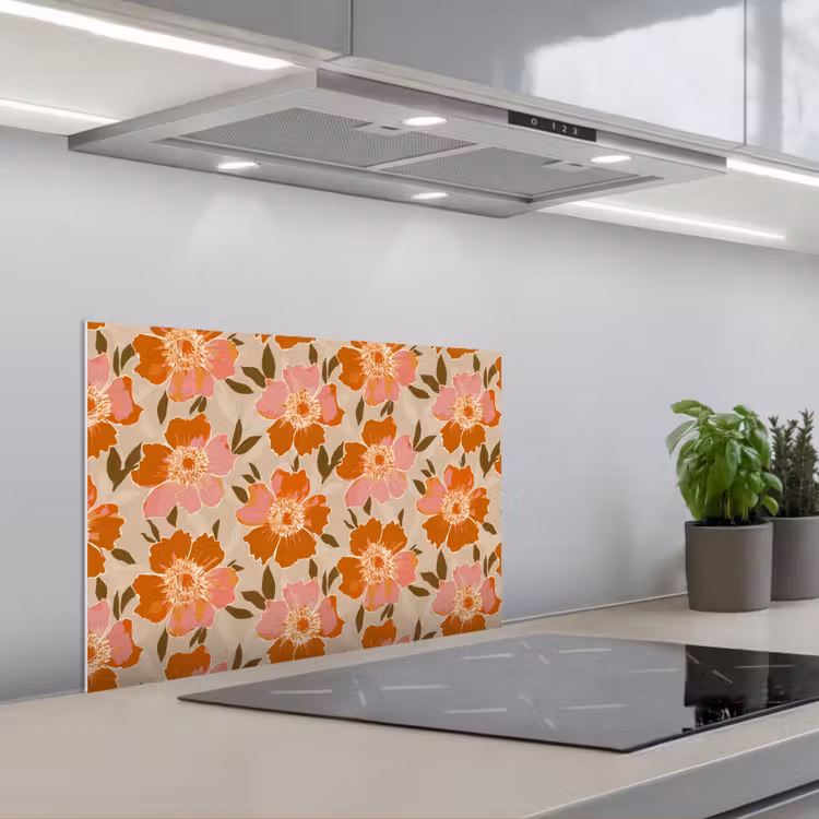 Spatscherm keuken - Bloemen - Motief - Retro — 5