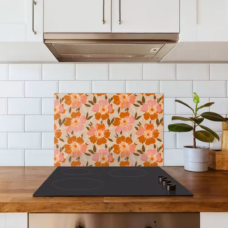 Spatscherm keuken - Bloemen - Motief - Retro — 6