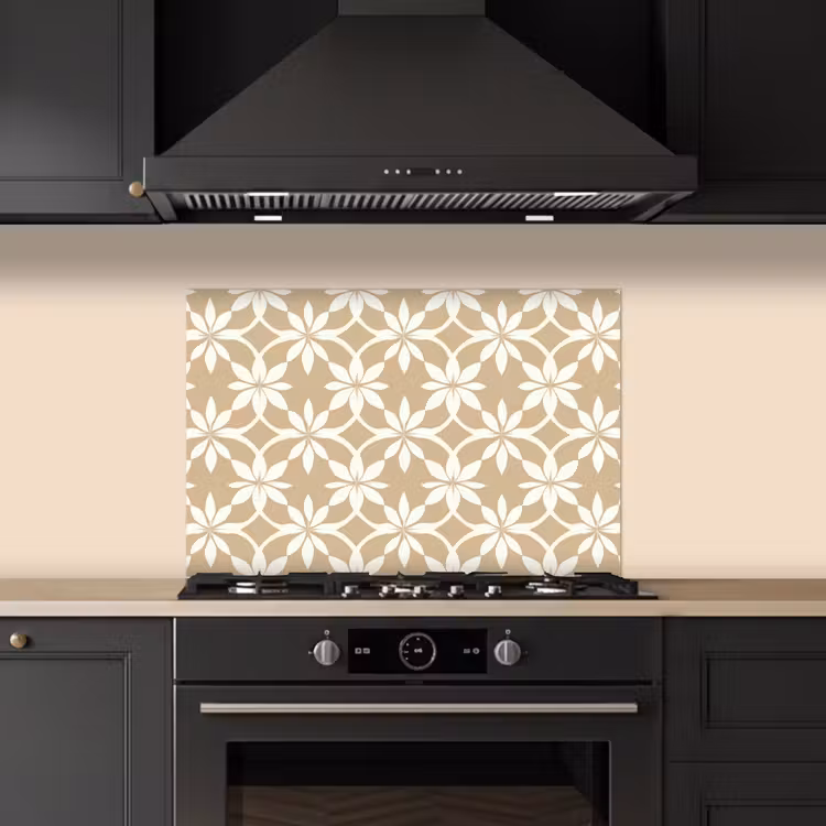 Spatscherm keuken - Bloemen - Patroon - Beige — 2