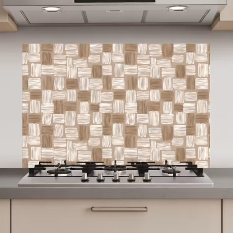 Spatscherm keuken - Blok - Patroon - Bruin — 1