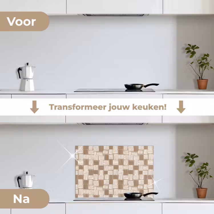 Spatscherm keuken - Blok - Patroon - Bruin — 3