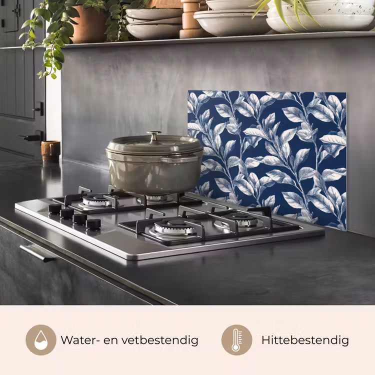 Spatscherm keuken - Botanisch - Patroon - Blauw — 7
