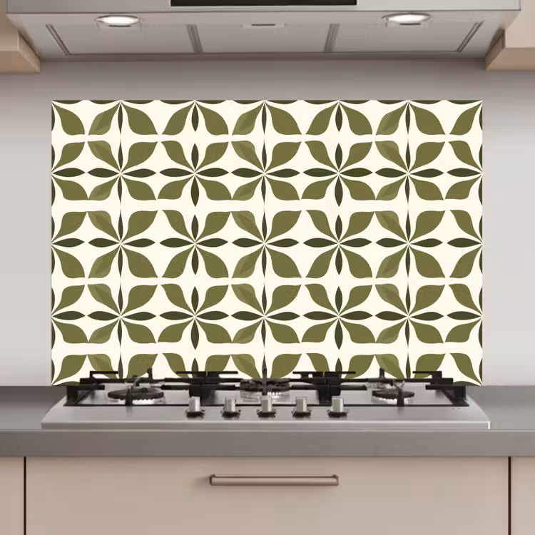 Spatscherm keuken - Botanisch - Retro - Groen — 1