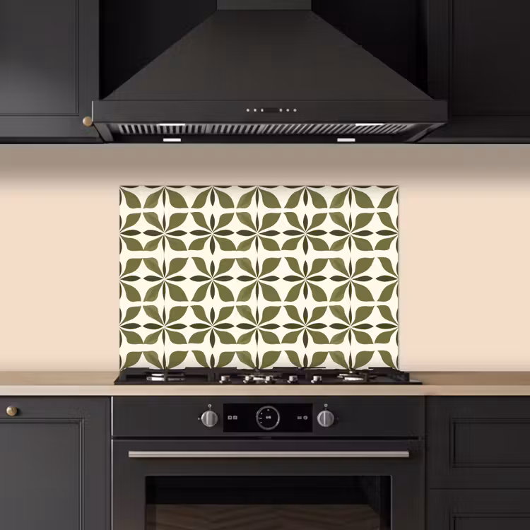 Spatscherm keuken - Botanisch - Retro - Groen — 2