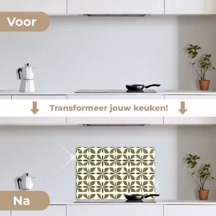 Spatscherm keuken - Botanisch - Retro - Groen — 3