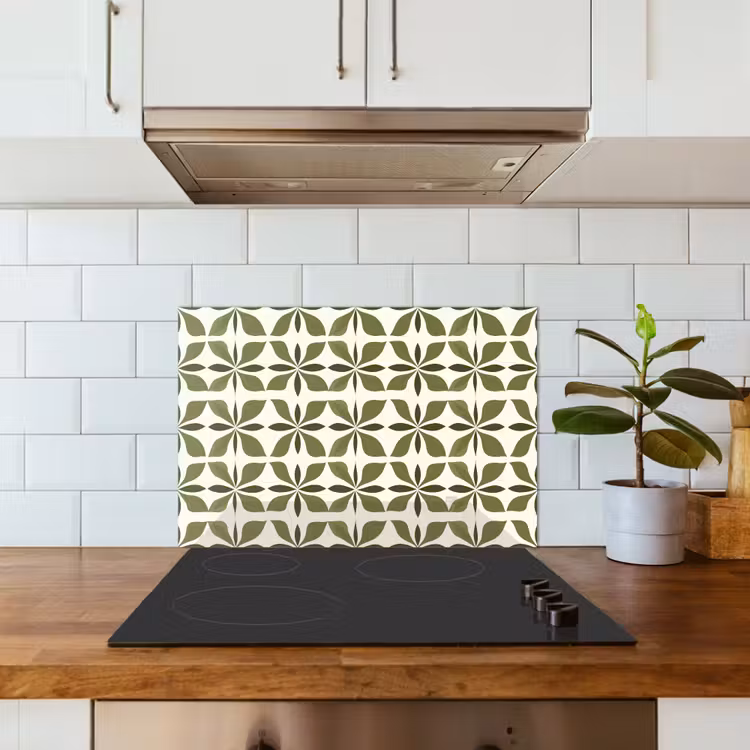 Spatscherm keuken - Botanisch - Retro - Groen — 6