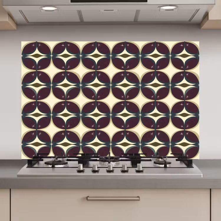 Spatscherm keuken - Cirkel - Retro - Kleurrijk — 1