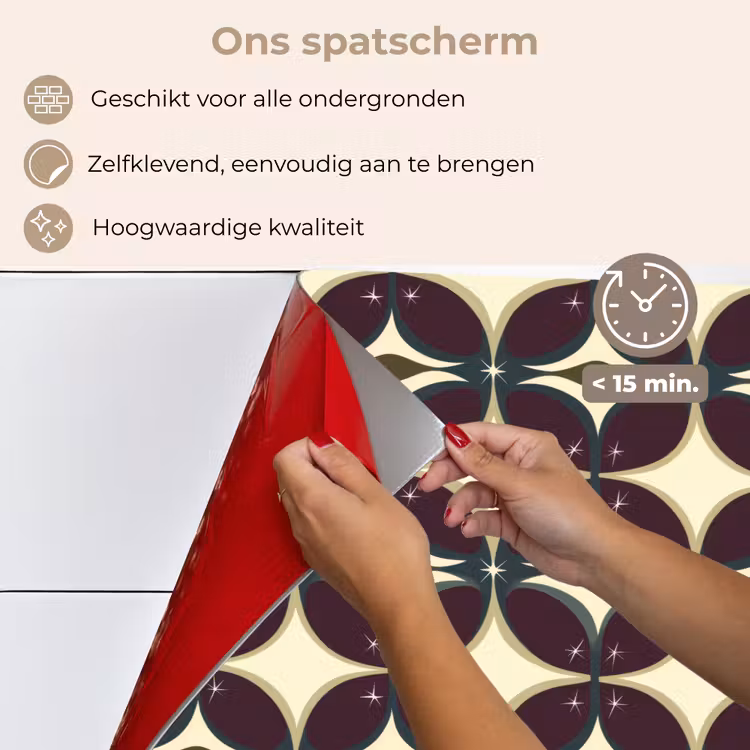 Spatscherm keuken - Cirkel - Retro - Kleurrijk — 4