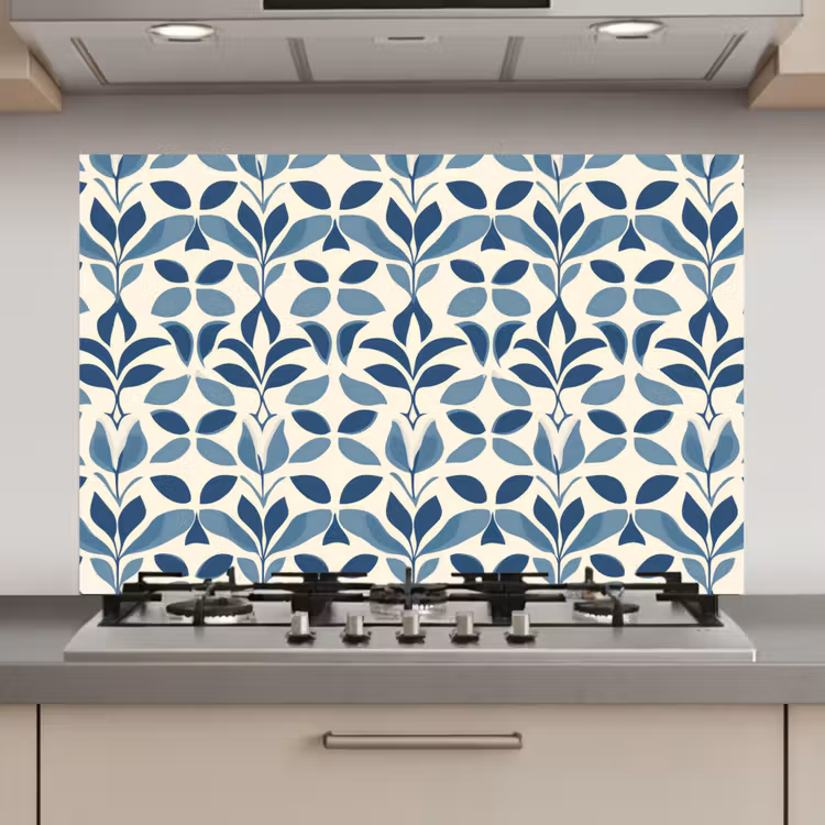 Spatscherm keuken - Flora - Modern - Blauw — 1