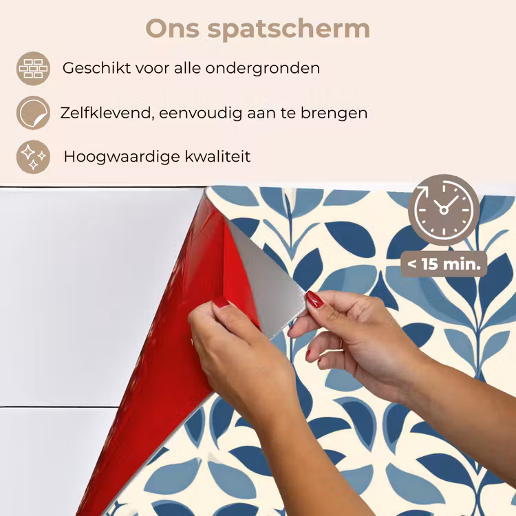 Spatscherm keuken - Flora - Modern - Blauw — 4