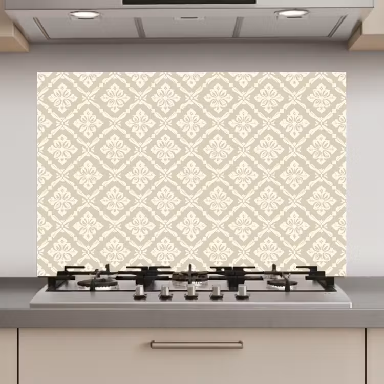 Spatscherm keuken - Floraal - Ornament - Beige — 1