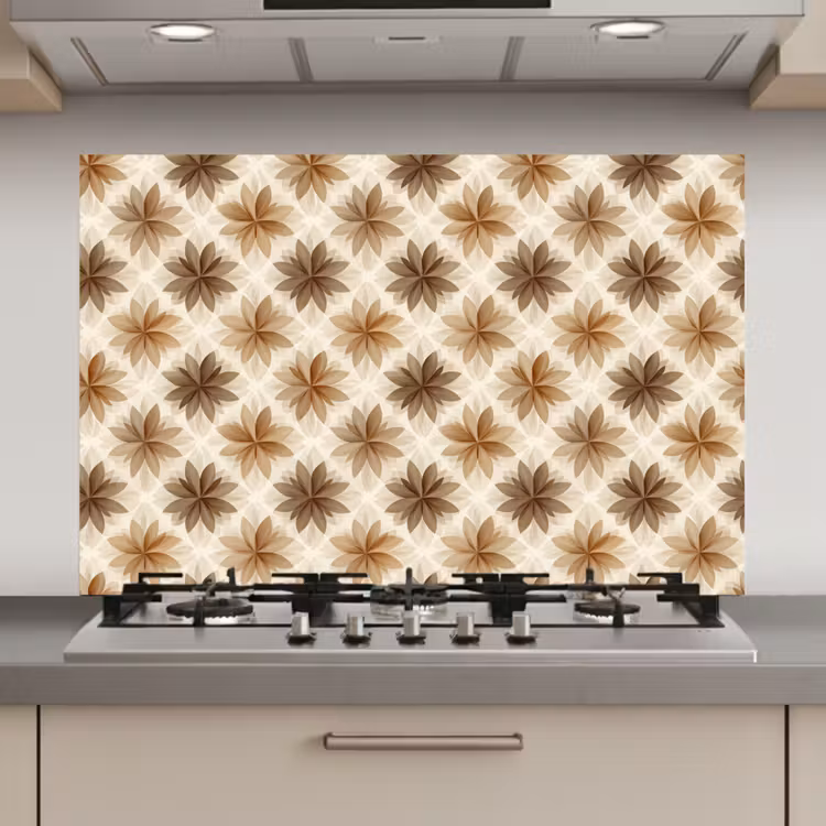 Spatscherm keuken - Geografisch - Patroon - Bruin — 1