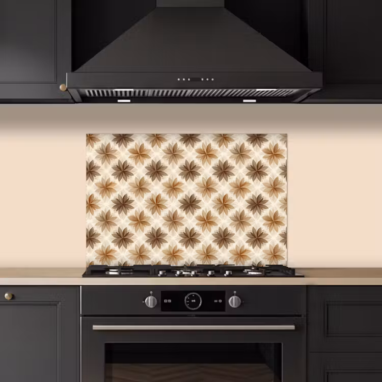 Spatscherm keuken - Geografisch - Patroon - Bruin — 2