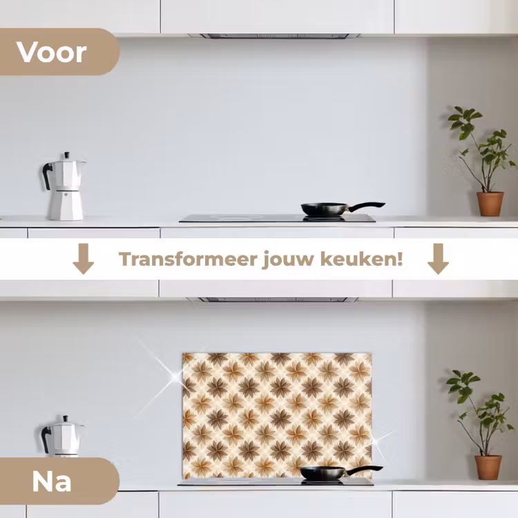 Spatscherm keuken - Geografisch - Patroon - Bruin — 3