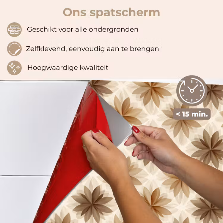 Spatscherm keuken - Geografisch - Patroon - Bruin — 4