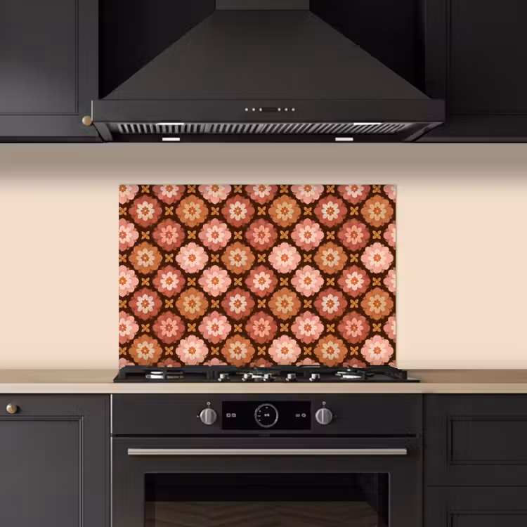 Spatscherm keuken - Geometrisch - Bloemen - Kleurrijk — 2