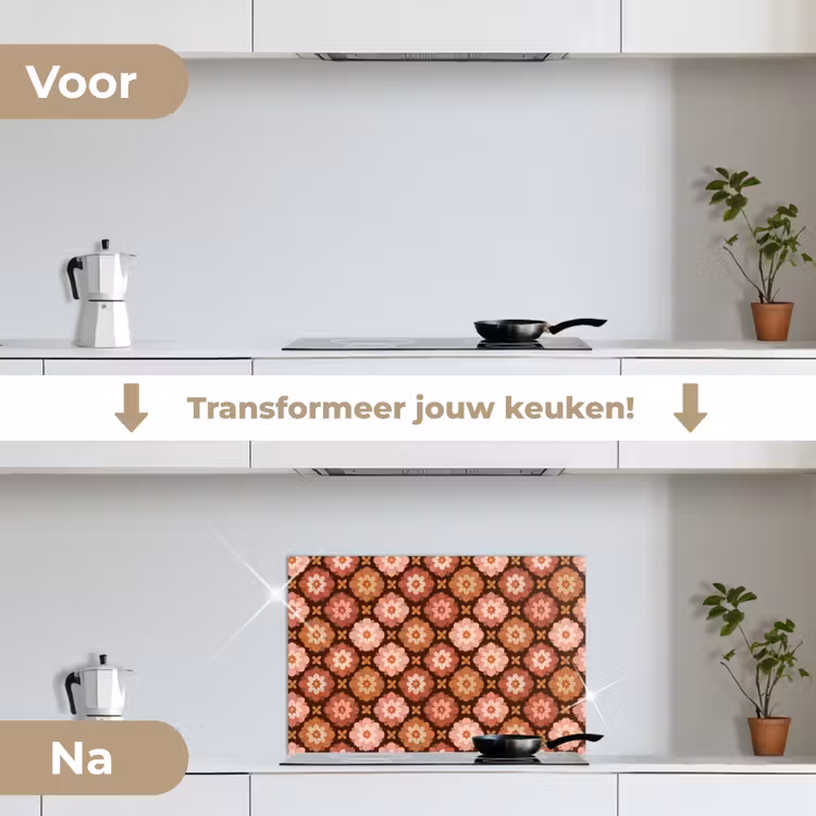 Spatscherm keuken - Geometrisch - Bloemen - Kleurrijk — 3