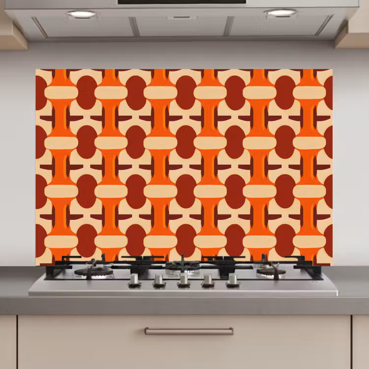 Spatscherm keuken - Geometrisch - Retro - Oranje — 1