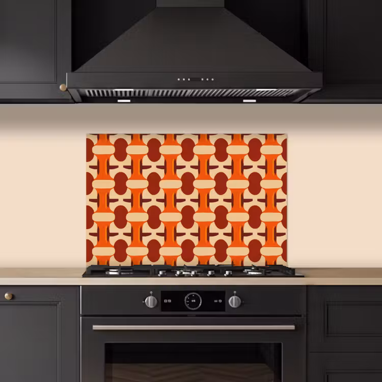 Spatscherm keuken - Geometrisch - Retro - Oranje — 2
