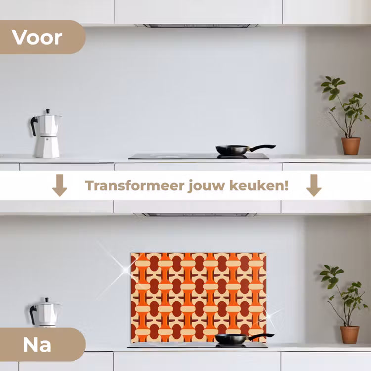 Spatscherm keuken - Geometrisch - Retro - Oranje — 3