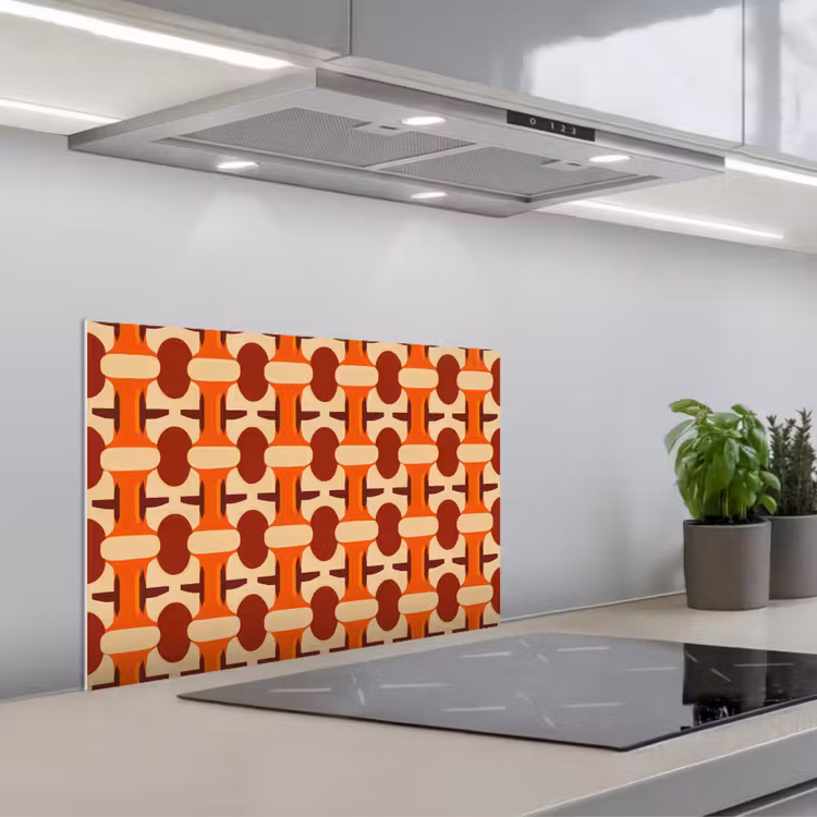 Spatscherm keuken - Geometrisch - Retro - Oranje — 5