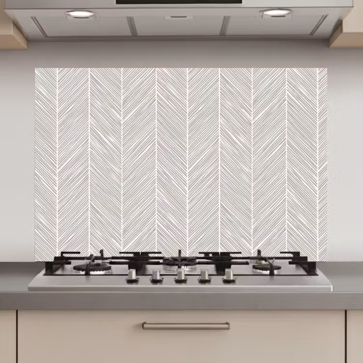 Spatscherm keuken - Klassiek - Visgraat - Grijs — 1