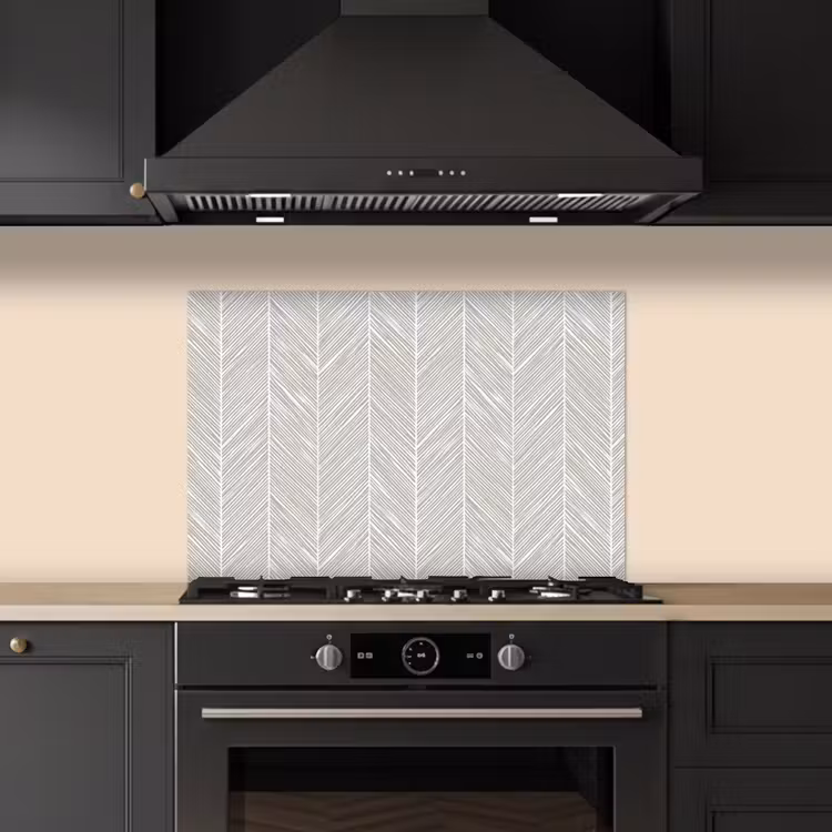 Spatscherm keuken - Klassiek - Visgraat - Grijs — 2