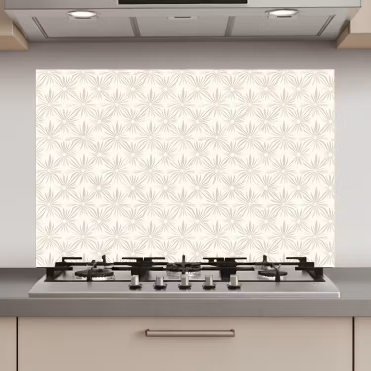 Spatscherm keuken - Patroon - Bloemen - Beige — 1