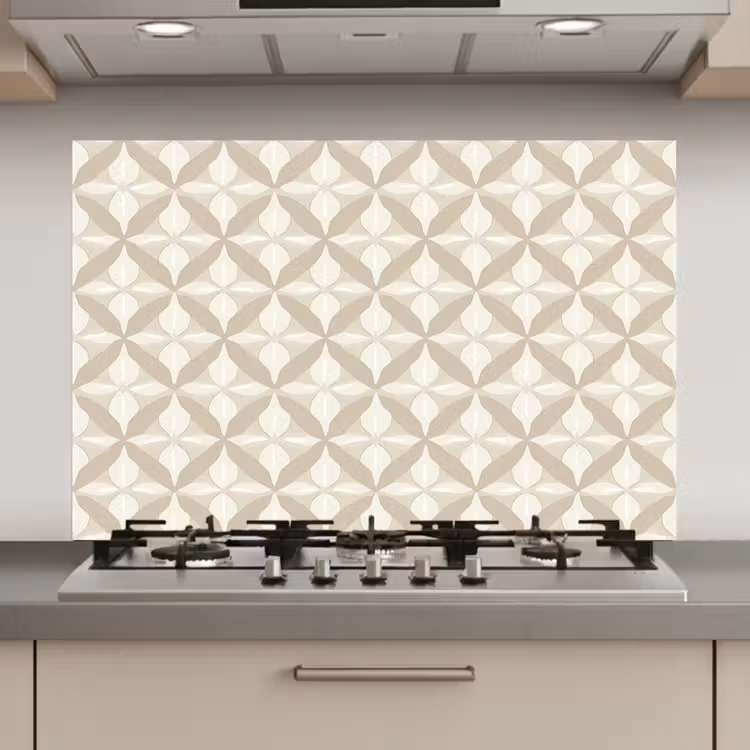 Spatscherm keuken - Patroon - Klassiek - Beige — 1