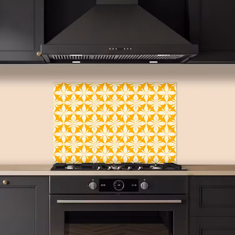 Spatscherm keuken - Patroon - Retro - Geel — 2
